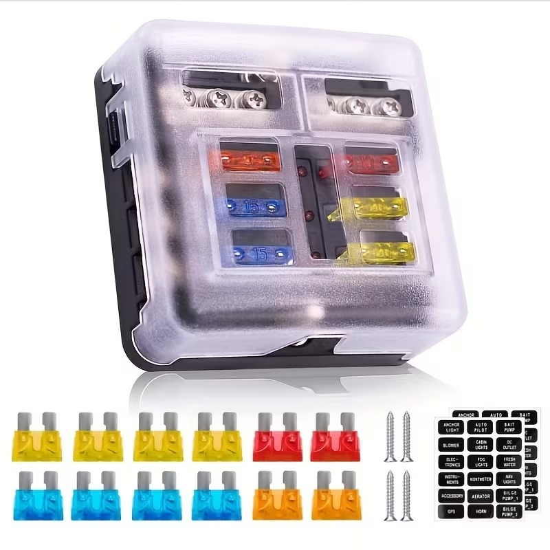 6-Way 12V/24V Fuse Box with LED Indicator Light